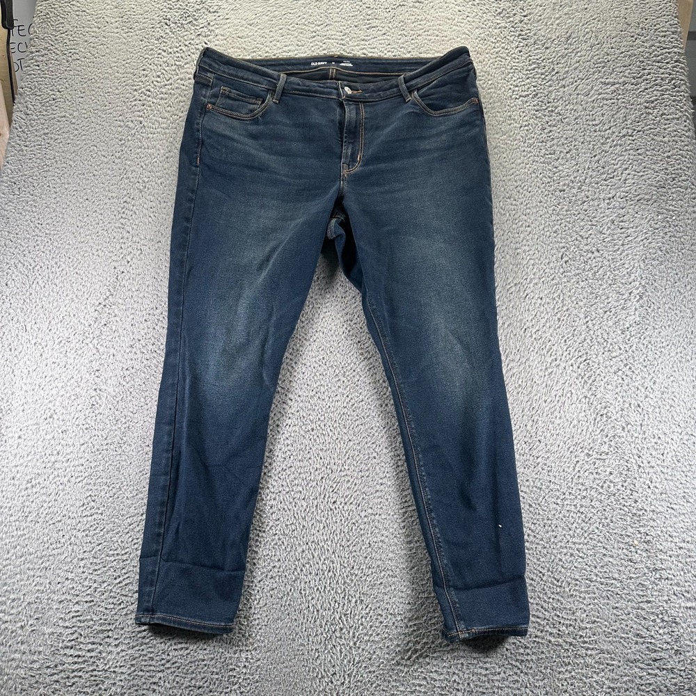 Old Navy Rockstar Jeans Women 18 Blue Cotton Denim Skinny Mid Rise Faded Stretch